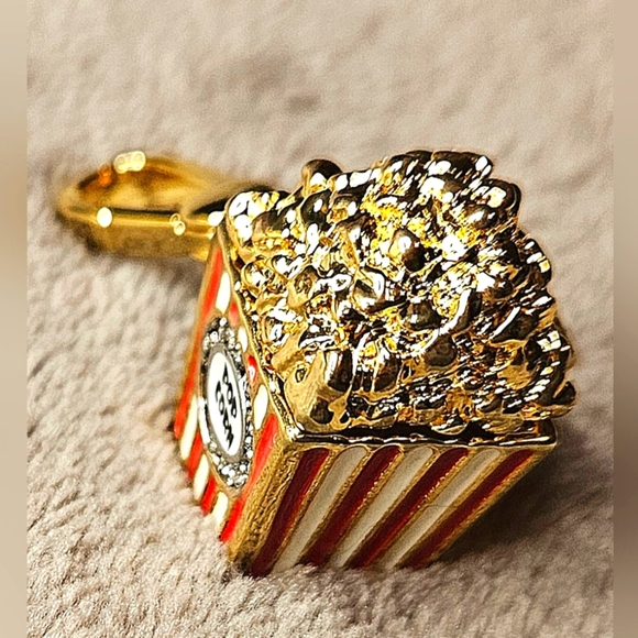 Juicy Couture Gold Red Striped Popcorn Charm Locket Opens Pop Corn Movies Snack - Picture 7 of 16